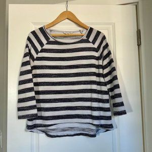 Jack Blue/White Striped 3/4 Sleeve knit top size M